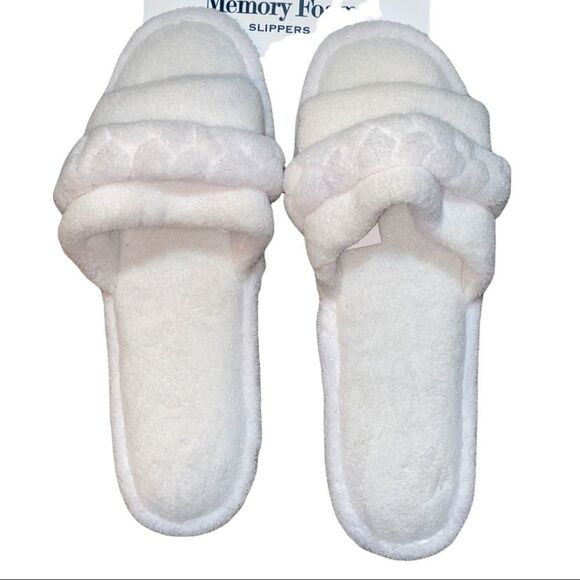 Charter Club White Braided Detail Open-Toe Slippers XL NWT - Picture 2 of 3